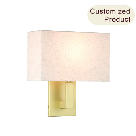 Satin Brass Wall Sconce Lighting with Fabric Shade XB-W1289-SB