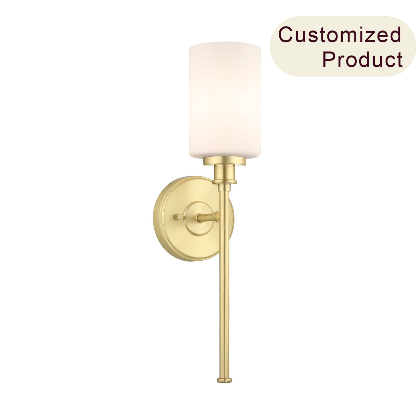 Modern Brass 1-Light Bathroom Sconce with Glass Shade XB-W1305-1-SB