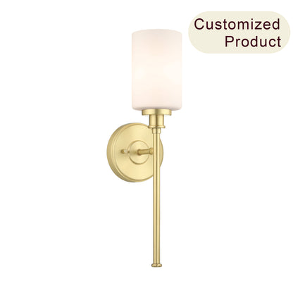 Modern Brass 1-Light Bathroom Sconce with Glass Shade XB-W1305-1-SB