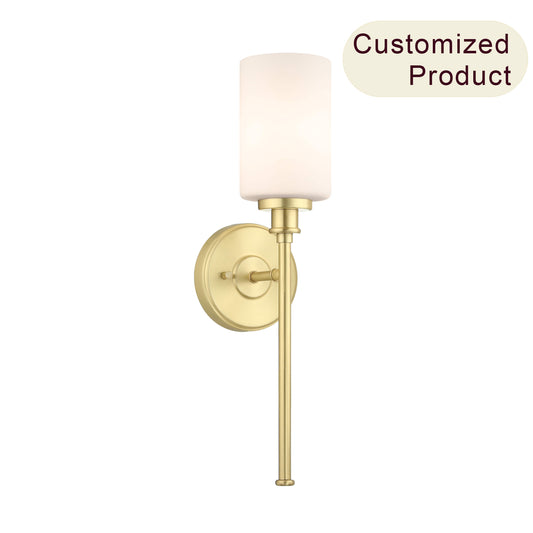 Modern Brass 1-Light Bathroom Sconce with Glass Shade XB-W1305-1-SB