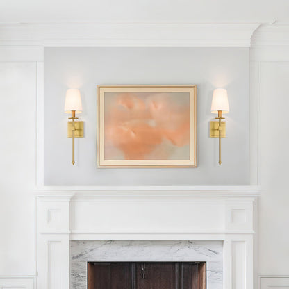 Set of 2 Brass Wall Sconces with Fabric Shade for Bedroom & Living Room XB-W1307-WBS