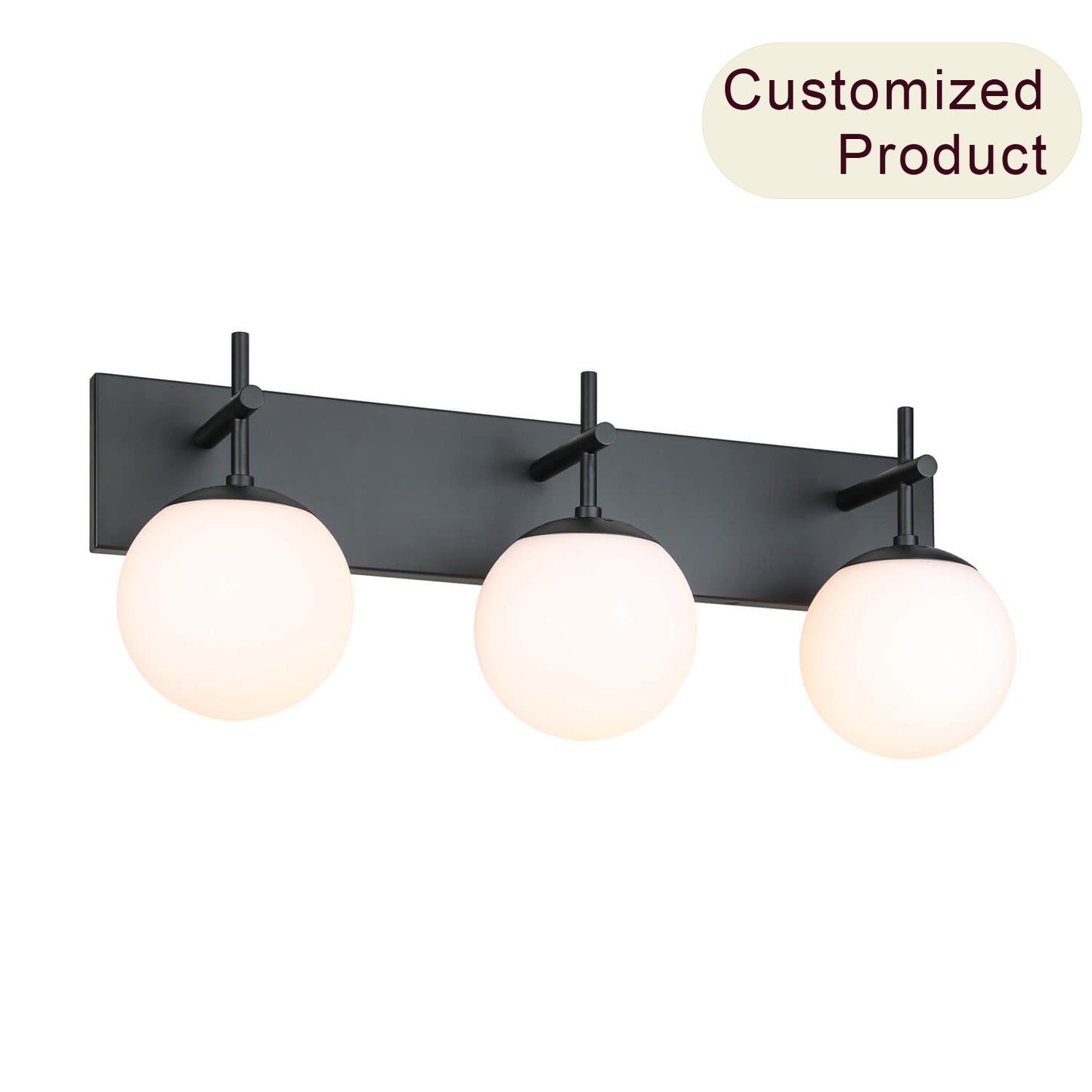 Farmhouse 3-Light Black Vanity Light with White Globe Glass Shade XB-W1320-3-MB