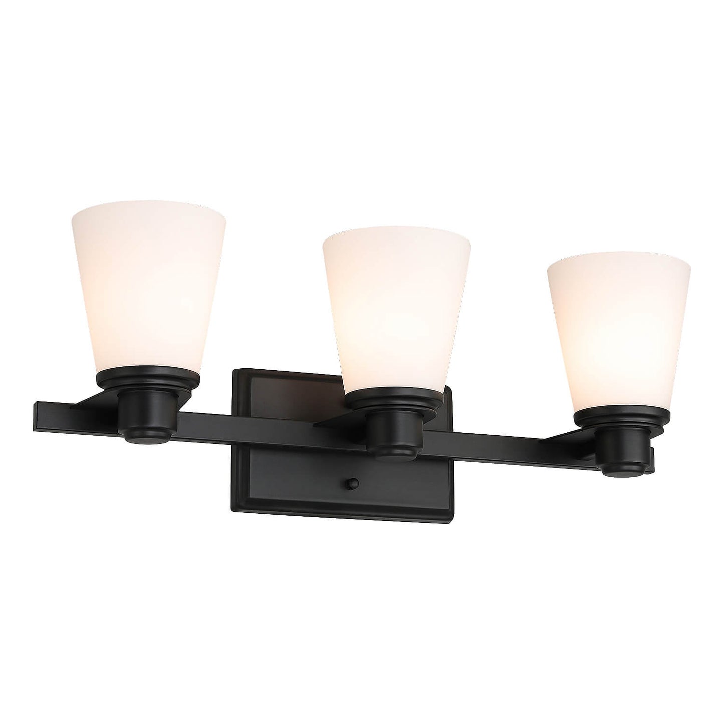Matte Black Vanity Light with White Glass Shade 3-Light Bathroom Sconce XB-W220-3-MB