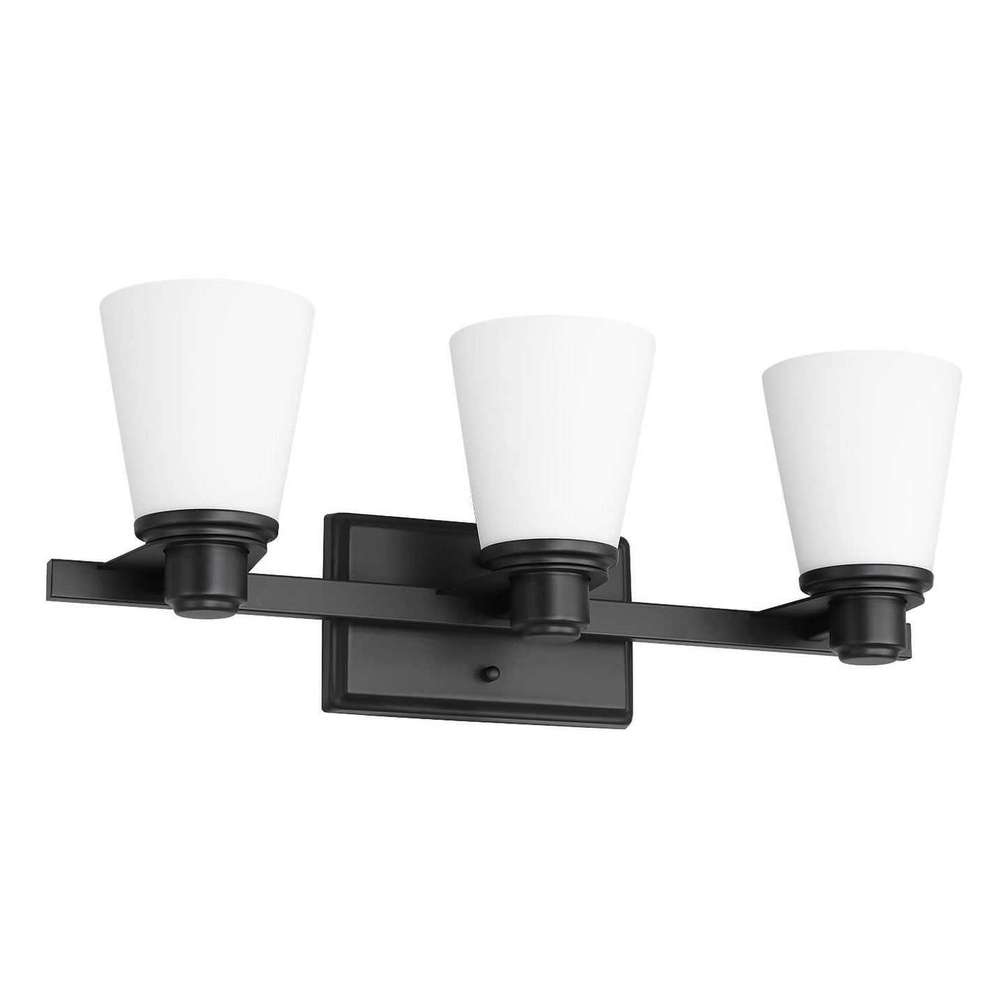 Matte Black Vanity Light with White Glass Shade 3-Light Bathroom Sconce XB-W220-3-MB