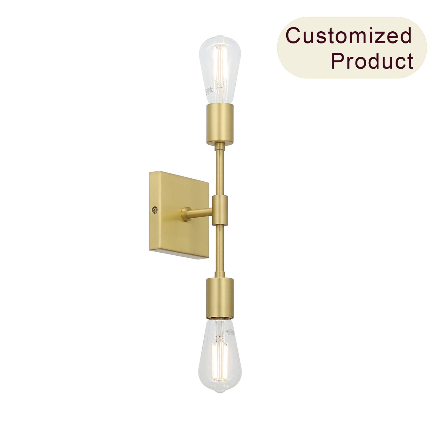Modern 2-Light Bathroom Vanity Sconce with LED Bulb in Satin Brass XB-W2235-2-SB-LED