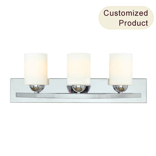 Interior Cylindrical Eye-Caring White Glass Sconces Wall Lights Bathroom Light Fixture 3-Head Bathroom Vanity Light for Hotel XB-W312-3-CH
