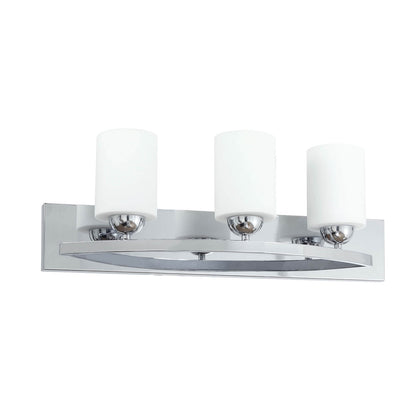 Interior Cylindrical Eye-Caring White Glass Sconces Wall Lights Bathroom Light Fixture 3-Head Bathroom Vanity Light for Hotel XB-W312-3-CH