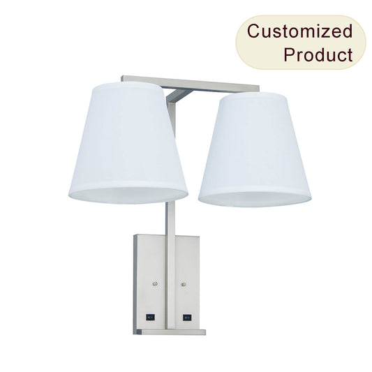 American Fabric Shade Modern Headboard Wall Mounted Bedside Reading Lamp for Living Room Bedroom Hotel Wall Sconce XB-W335-2-BN