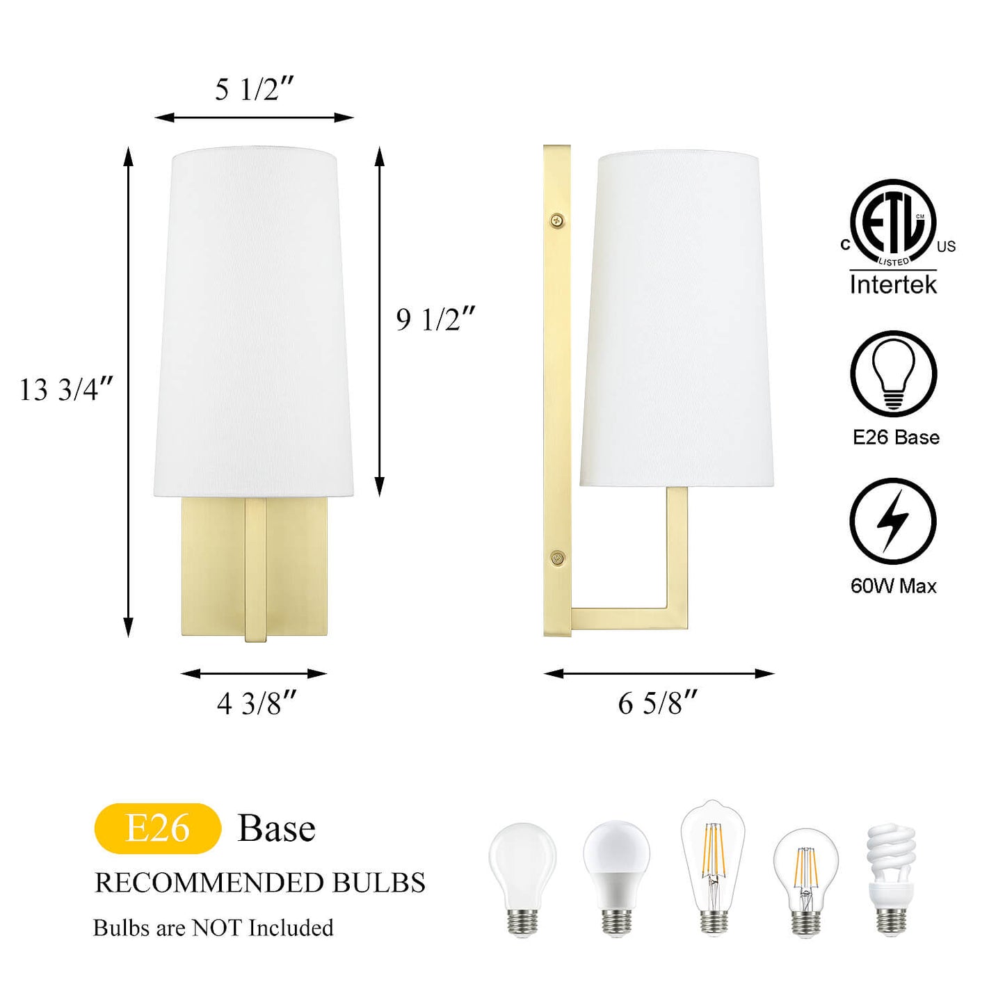 Brass Sconce Light with Cone Fabric Shade Industrial Vintage Wall Light Fixture XB-W401-SB