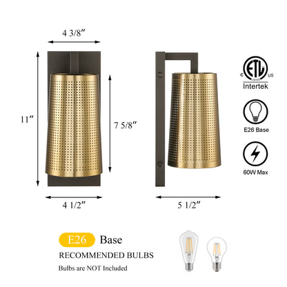 Industrial Bronze & Brass Sconces Wall Light Fixtures with Metal Shade XB-W406-BS