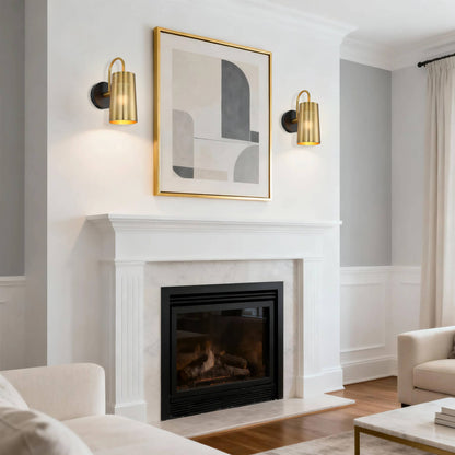 Black Gold Bathroom Wall Sconce with Cone Iron Shade XB-W430-BS