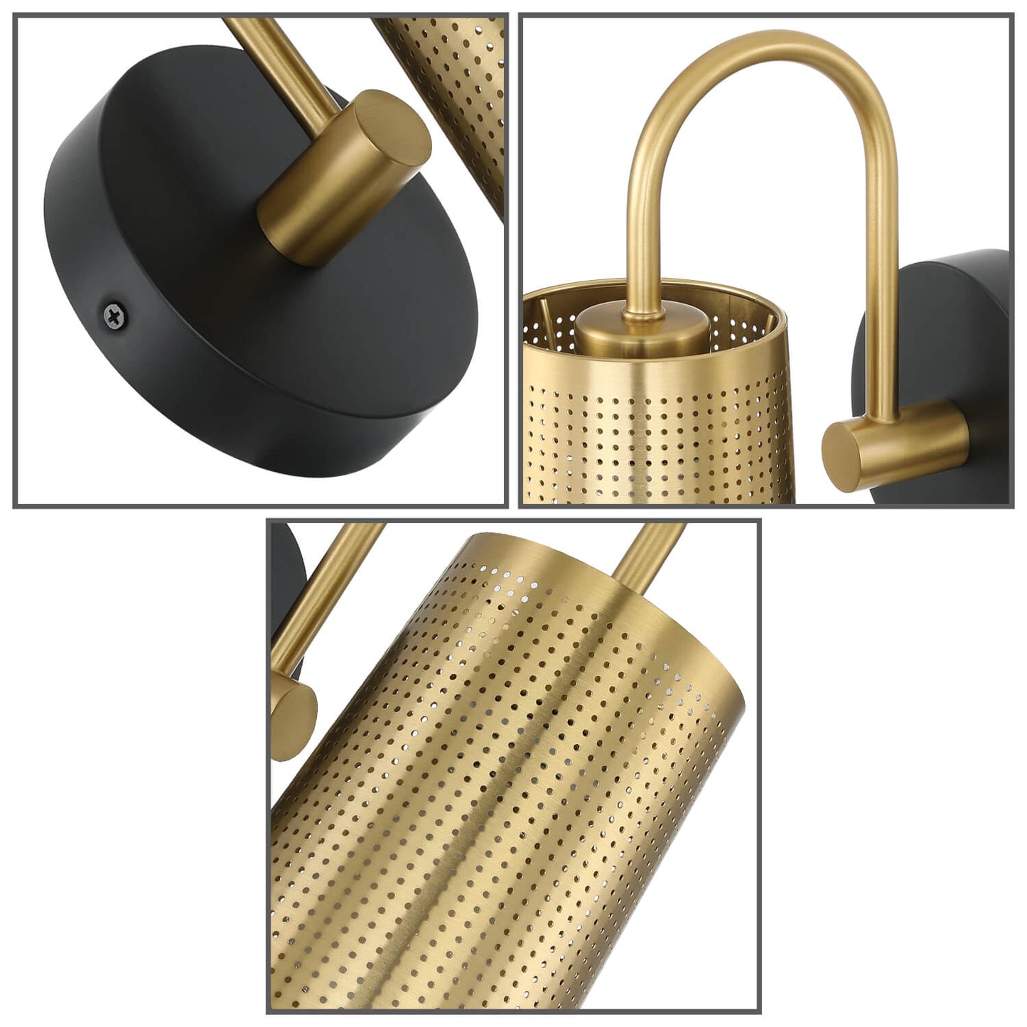 Black Gold Bathroom Wall Sconce with Cone Iron Shade XB-W430-BS