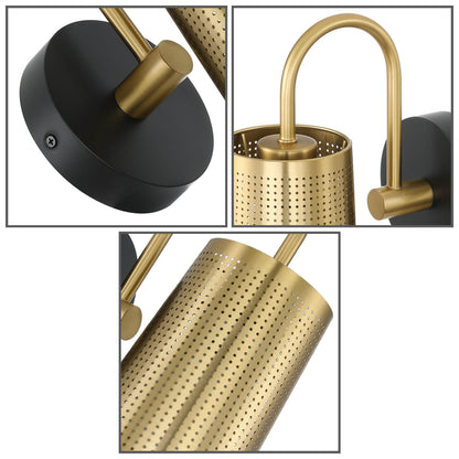 Black Gold Bathroom Wall Sconce with Cone Iron Shade XB-W430-BS