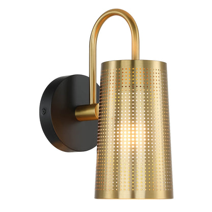 Black Gold Bathroom Wall Sconce with Cone Iron Shade XB-W430-BS