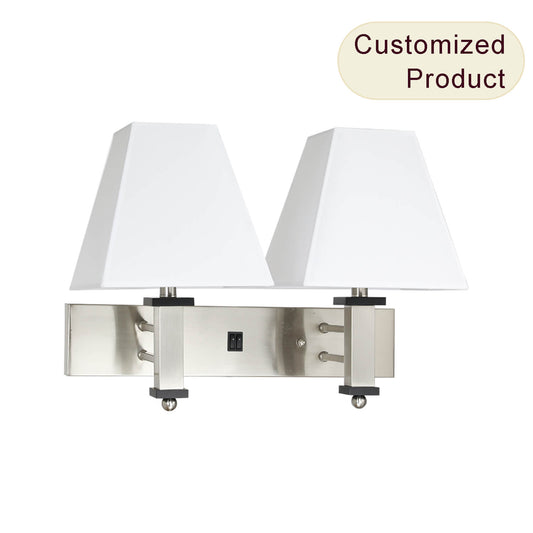 Fabric Lamp Guest Room Bed Reading Indoor Bedside Lamp Bracket Light Fixture Sconce Wall Lamp for Hotel Bedroom XB-W551-BN