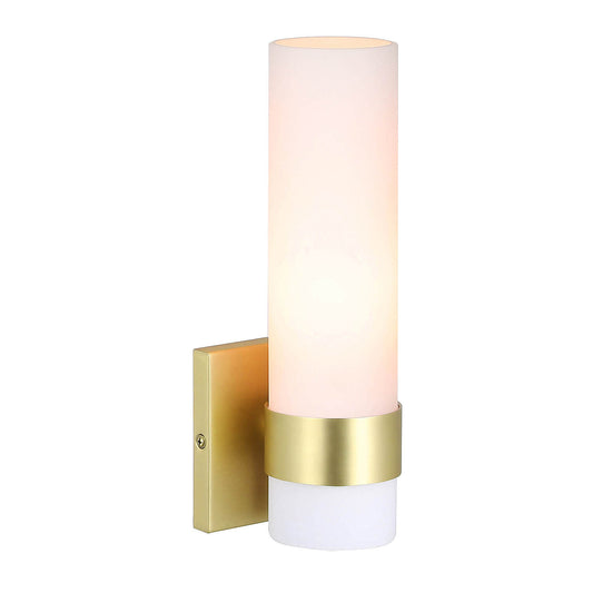 1-Light ADA Bathroom Wall Sconce with Tube Glass in Satin Brass XB-W1185-SB