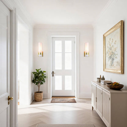 1-Light ADA Bathroom Wall Sconce with Tube Glass in Satin Brass XB-W1185-SB