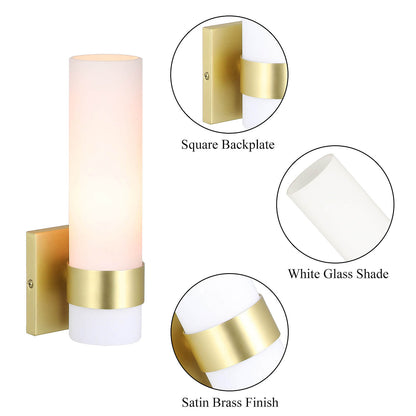 1-Light ADA Bathroom Wall Sconce with Tube Glass in Satin Brass XB-W1185-SB