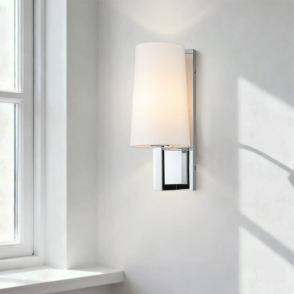 Modern Linen Fabric Shade Wall Lamp Bathroom Sconce Light Fixture XB-W401-CH