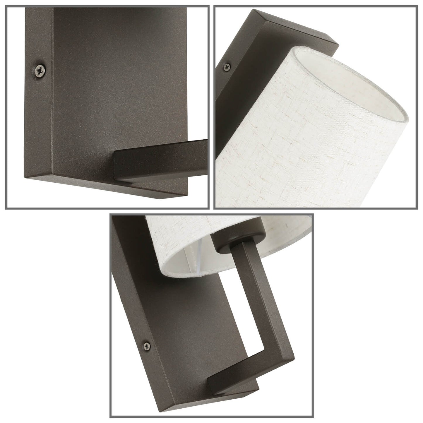 Bronze Wall Sconce wih Linen Fabric Shade for Bedroom Hallway Living Room XB-W401-DB