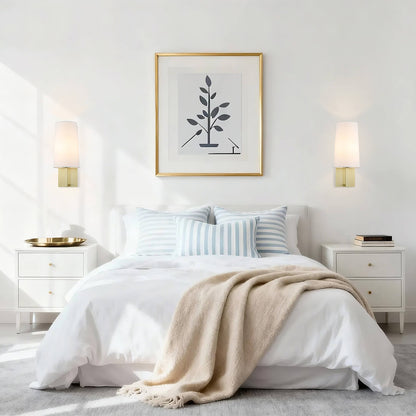Brass Sconce Light with Cone Fabric Shade Industrial Vintage Wall Light Fixture XB-W401-SB