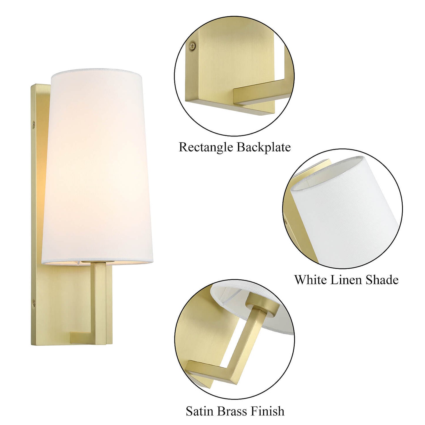 Brass Sconce Light with Cone Fabric Shade Industrial Vintage Wall Light Fixture XB-W401-SB