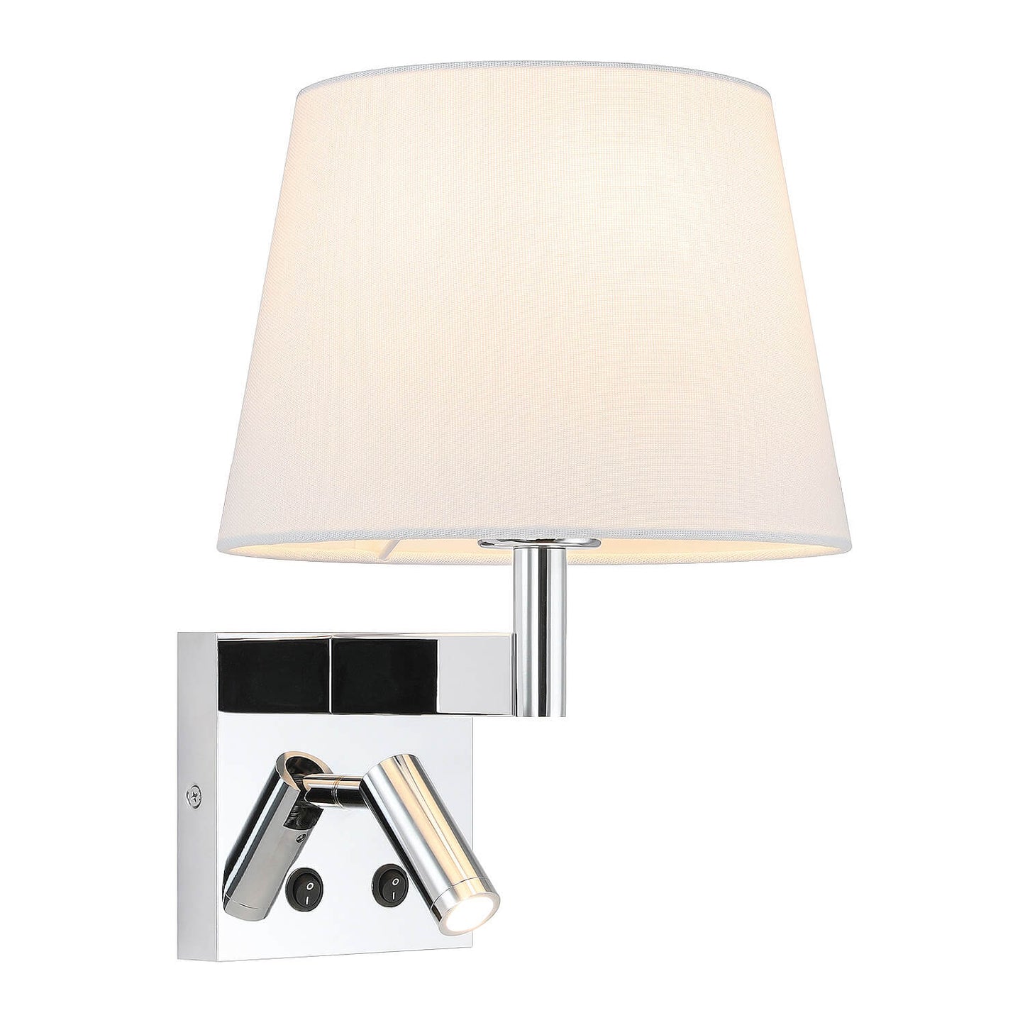 Hardwired Wall Sconce with LED Reading Light, Chrome | Bedroom Wall Lamp XB-W468-LED-CH