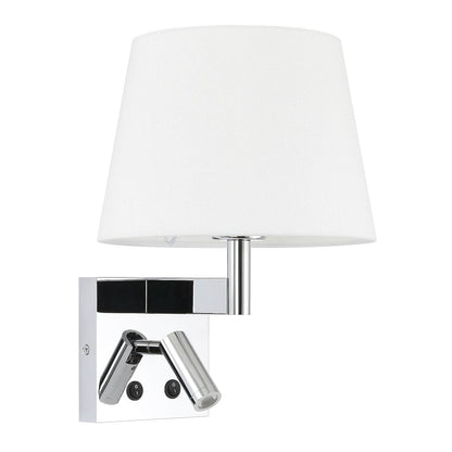 Hardwired Wall Sconce with LED Reading Light, Chrome | Bedroom Wall Lamp XB-W468-LED-CH