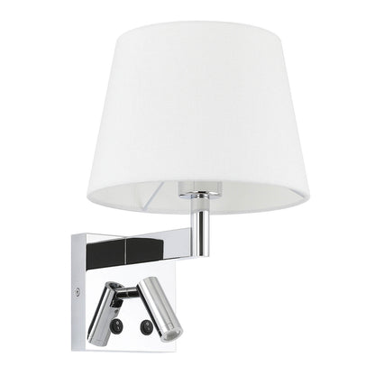 Hardwired Wall Sconce with LED Reading Light, Chrome | Bedroom Wall Lamp XB-W468-LED-CH