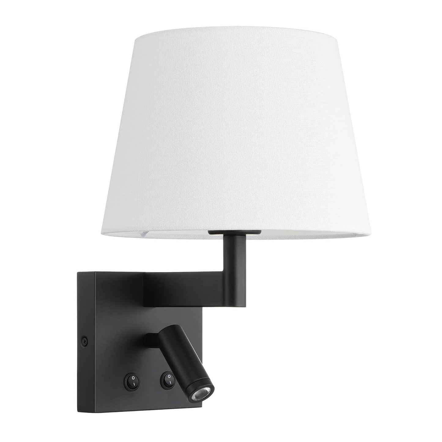 Hardwired Wall Sconce Reading Light with Linen Shade & Switch in Matte Black XB-W468-LED-MB