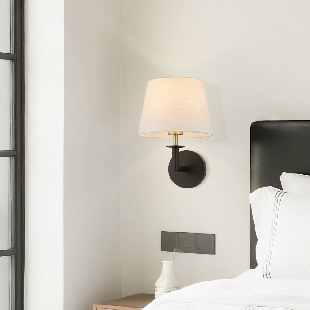 1 Light Wall Sconce Fixtures with Linen Fabric Shade for Bedroom Entry Living Room XB-W490-DBS