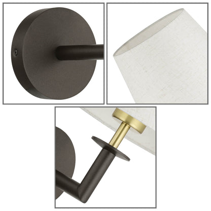 1 Light Wall Sconce Fixtures with Linen Fabric Shade for Bedroom Entry Living Room XB-W490-DBS