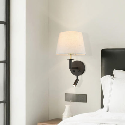 Classic Headboard Hardwired Wall Light with LED Integrated Reading Light in Dark Bronze XB-W490-LED-DBS