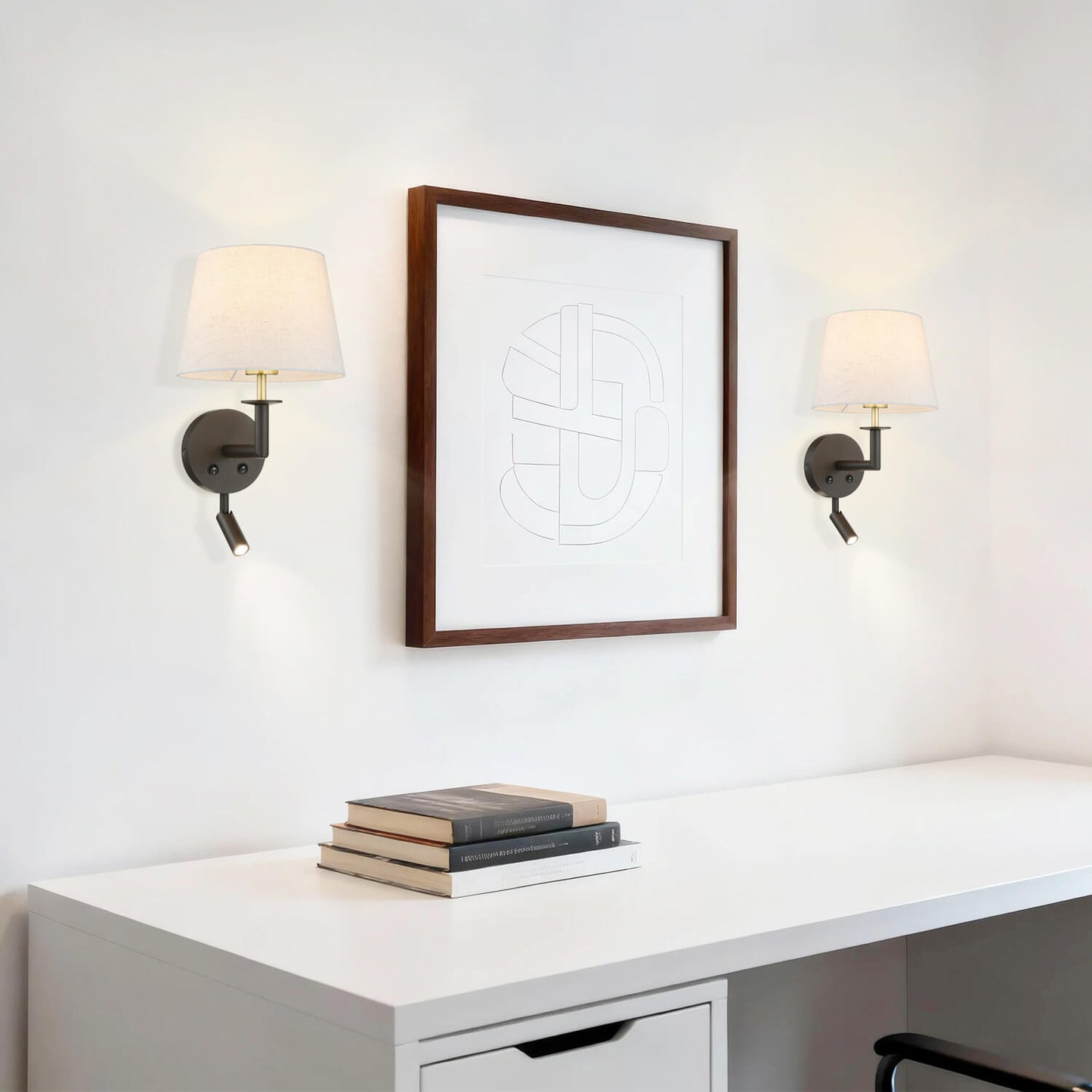 Classic Headboard Hardwired Wall Light with LED Integrated Reading Light in Dark Bronze XB-W490-LED-DBS