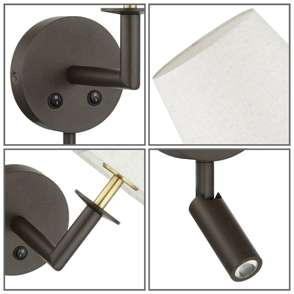 Classic Headboard Hardwired Wall Light with LED Integrated Reading Light in Dark Bronze XB-W490-LED-DBS